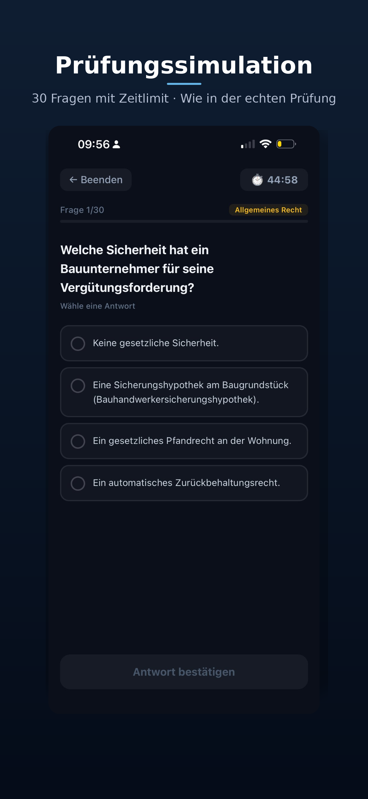 Prüfungssimulation – 30 Fragen mit Zeitlimit wie in der echten IHK-Prüfung